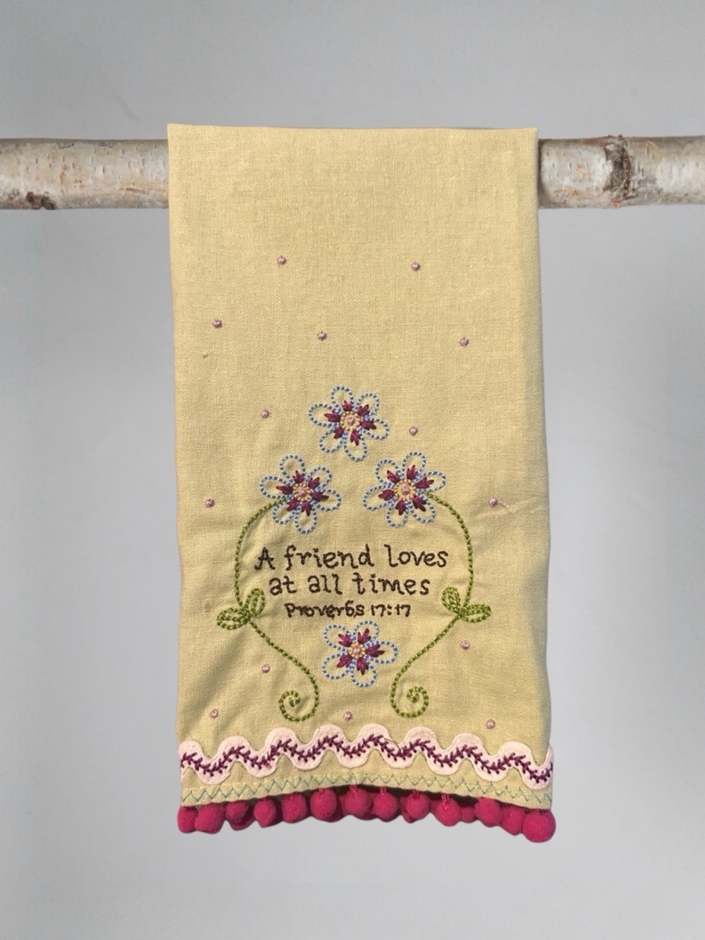 Natural Life Linen Embroidered Tea Towel
